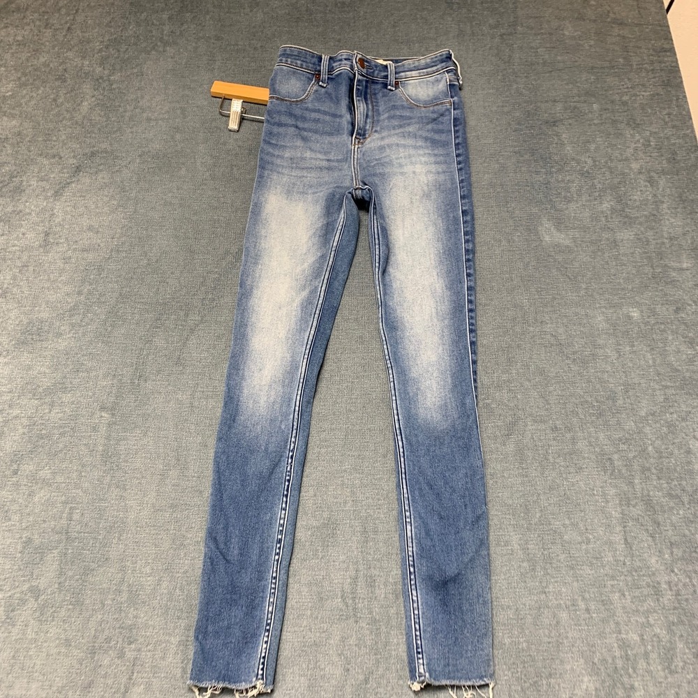 Abercrombie & Fitch Legging Jeans Women 25/0 Blue Denim Raw Hem Faded High Rise